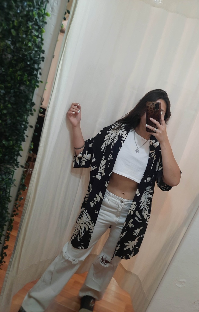 Kimono Estampado Negro