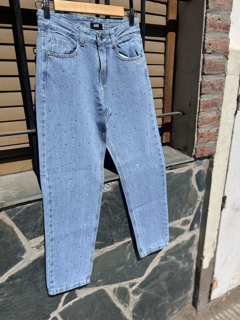 Jean mom mine Strass