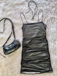 Vestido corto frunce y tul Camile