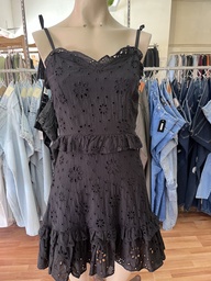 Vestido corto broderie negro Mora